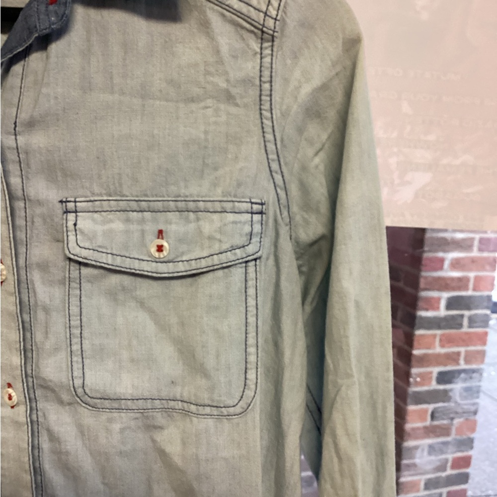 Free People Light Blue Button Down Shirt paisley - Picture 3 of 5